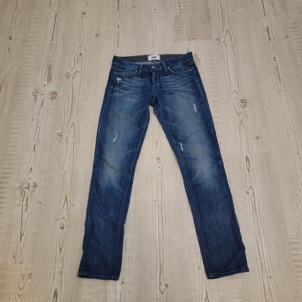 PAIGE Women's Blue Skyline Ankle Peg Jeans   Size 26 Indie Sleeze Y2K Grunge